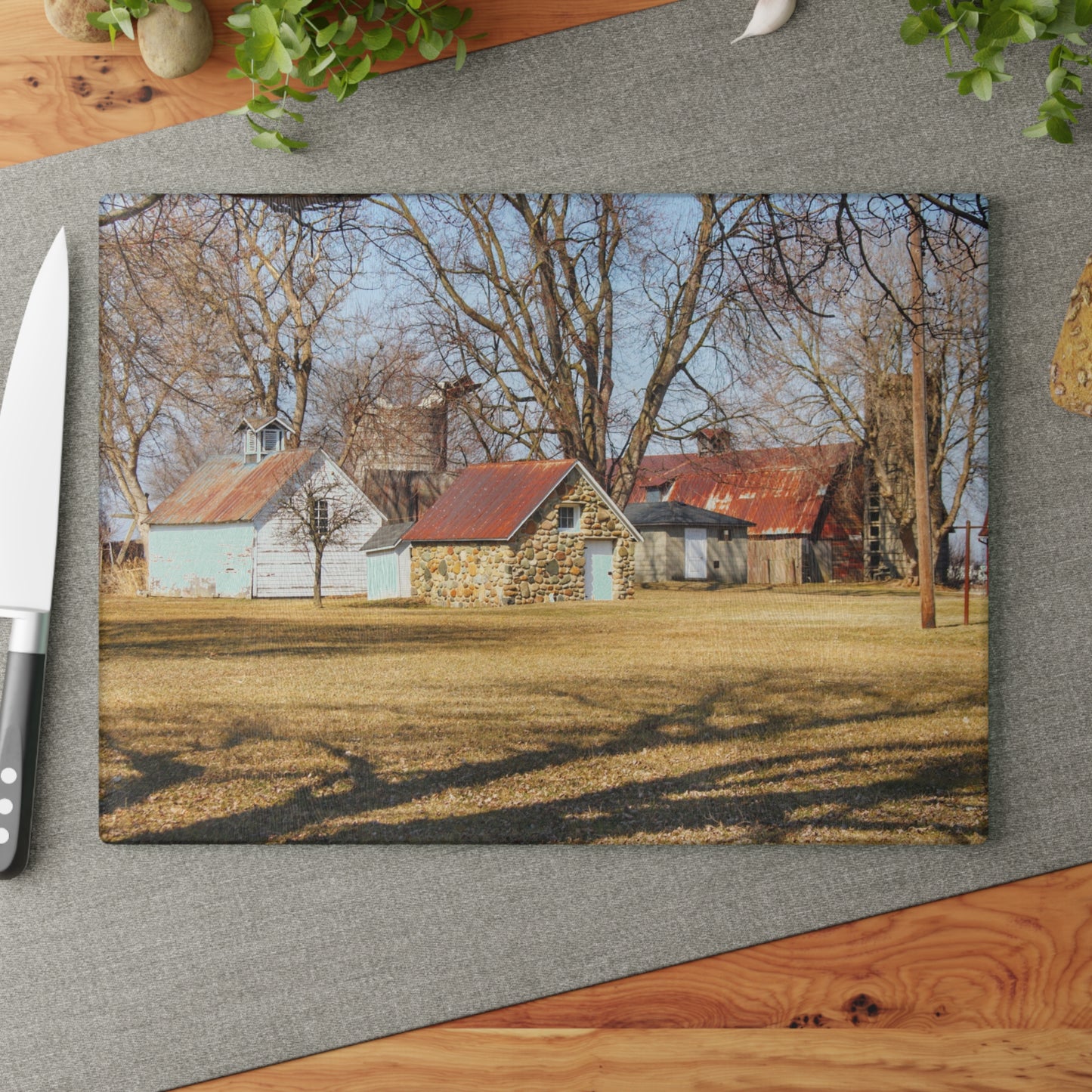 U R There Photography Wolcott Road Farm Rustic Farmhouse Tempered-Glass Cutting Board