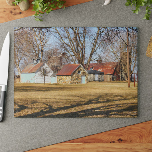 U R There Photography Wolcott Road Farm Rustic Farmhouse Tempered-Glass Cutting Board