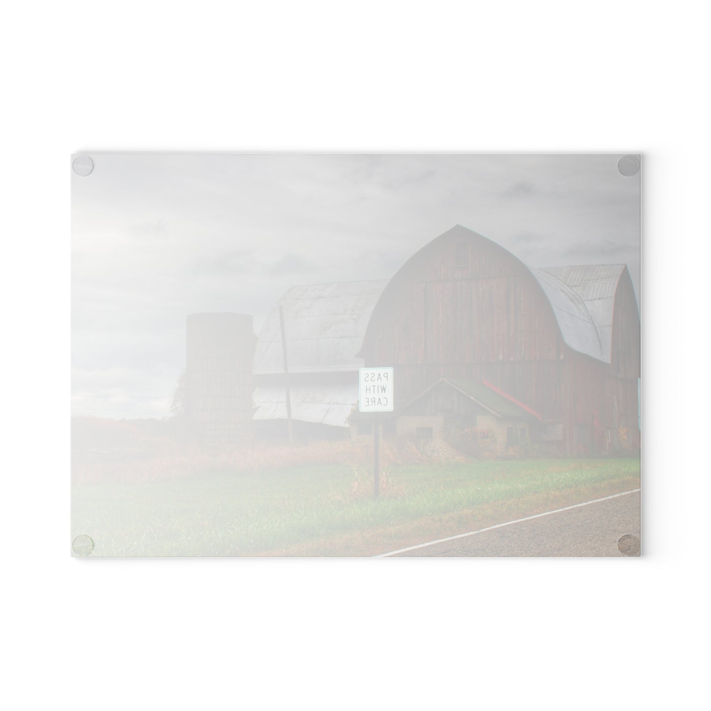U R There Photography Valentine Road Red II Rustic Farmhouse Tempered-Glass Cutting Board