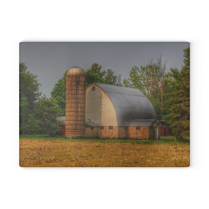 U R There Photography Carpenter Road White II Rustic Farmhouse Tempered-Glass Cutting Board