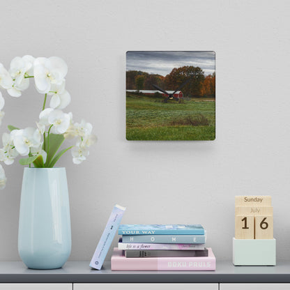 U R There Photography Bronson Lake Hidden Red I Rustic Farmhouse Acrylic Analog Wall Clock