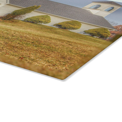 U R There Photography Oxford Chapel Rustic Farmhouse Tempered-Glass Cutting Board