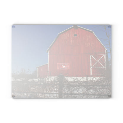 U R There Photography Vassar Red Wild Rustic Farmhouse Tempered-Glass Cutting Board