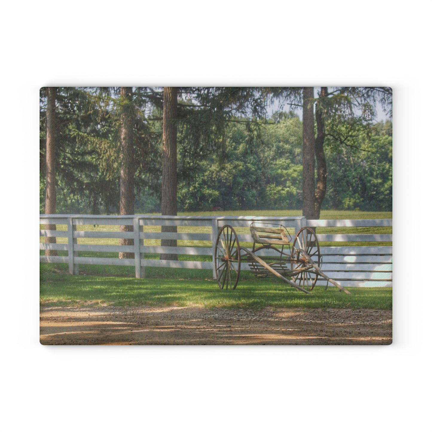 U R There Photography Thornville Buggy and Fence Rustic Farmhouse Tempered-Glass Cutting Board
