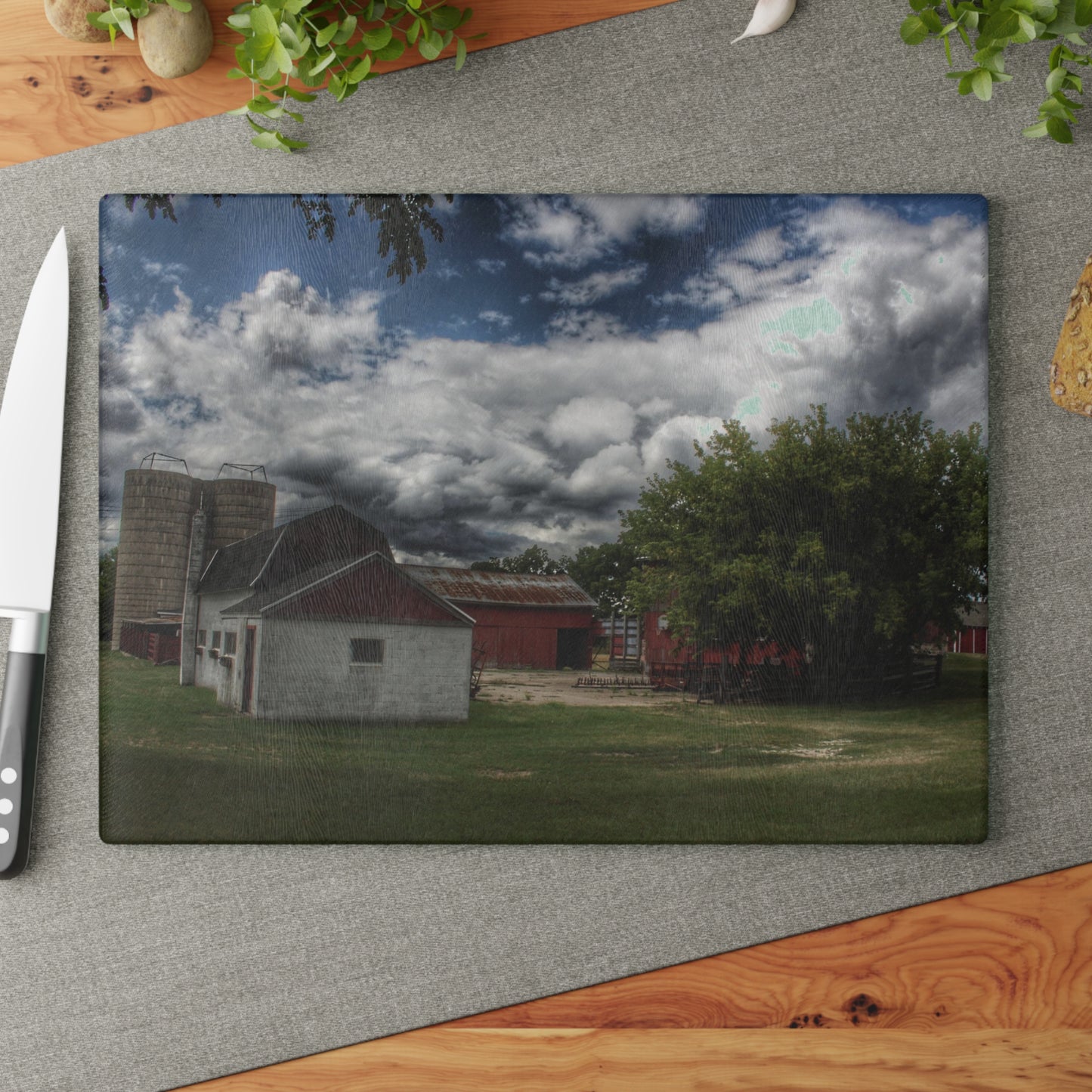 U R There Photography Five Lakes Farm I Rustic Farmhouse Tempered-Glass Cutting Board
