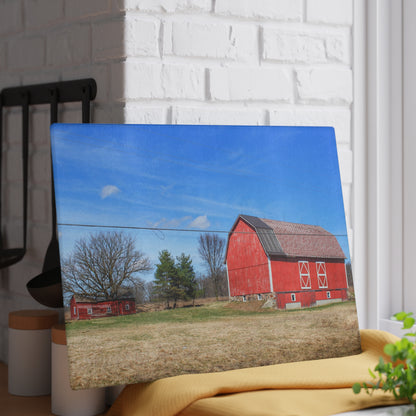 U R There Photography Kings Mill Red II Rustic Farmhouse Tempered-Glass Cutting Board