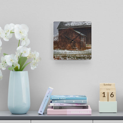 U R There Photography Wilder Road Little Grey Rustic Farmhouse Acrylic Analog Wall Clock