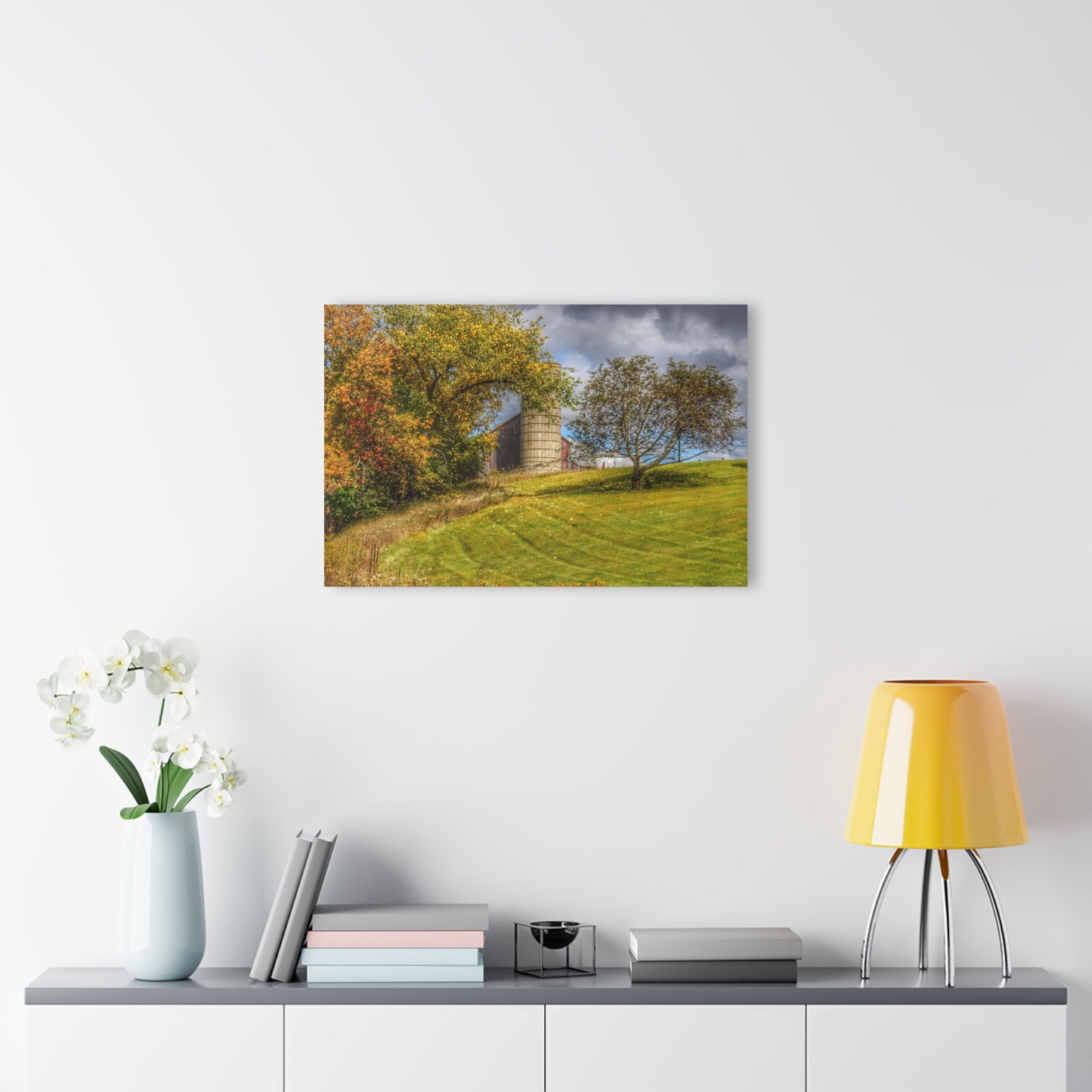 U R There Photography M-24 Hilltop Grey Rustic Farmhouse Acrylic Wall Print
