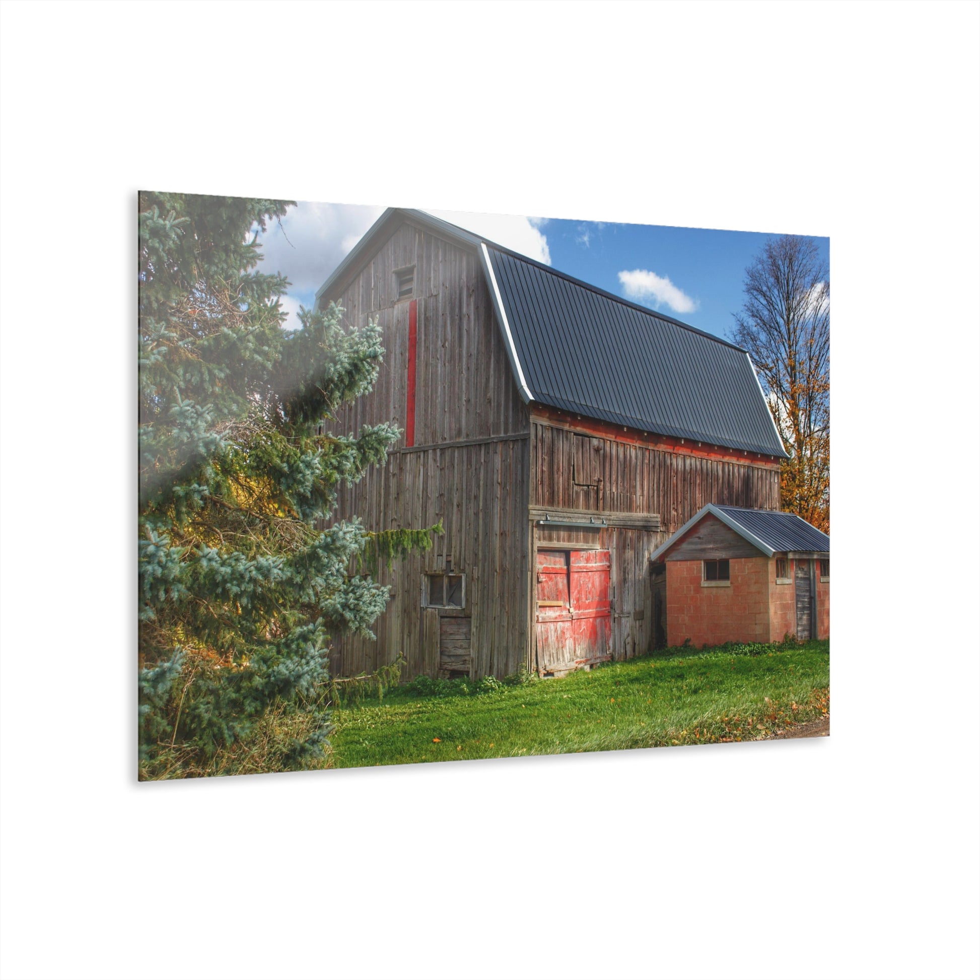 East Leonard Road Red Rustic Farmhouse Acrylic Wall Print