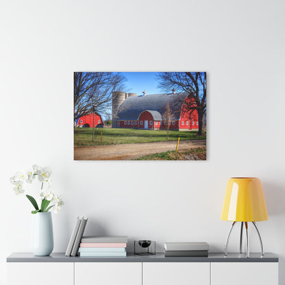 U R There Photography Hough Road Reds and Silo II Rustic Farmhouse Acrylic Wall Print