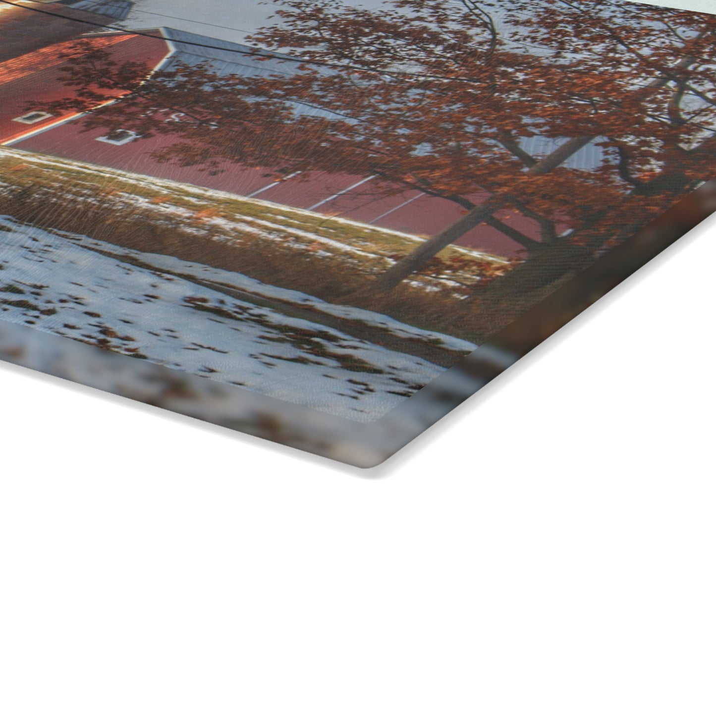 U R There Photography Vienna Road Red Rustic Farmhouse Tempered-Glass Cutting Board