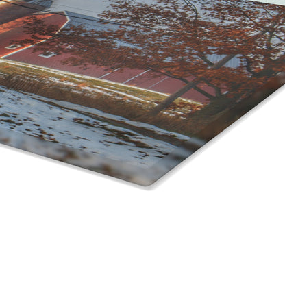 U R There Photography Vienna Road Red Rustic Farmhouse Tempered-Glass Cutting Board