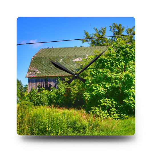 Hidden Grey of Hunters Creek Rustic Farmhouse Acrylic Analog Wall Clock 10.75'' × 10.75'' (Square)