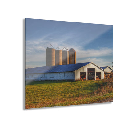 U R There Photography Peck White and Silos Rustic Farmhouse Acrylic Wall Print