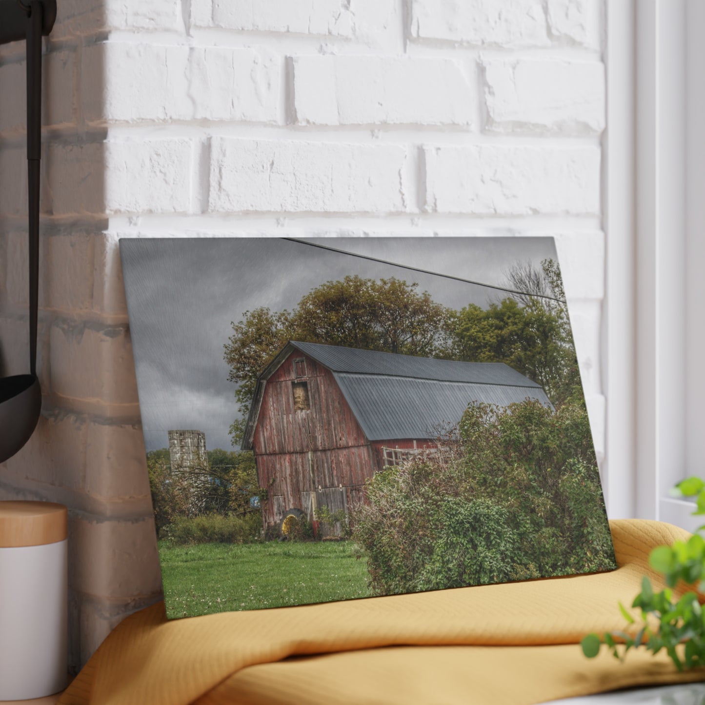 U R There Photography North Clio Road Red Rustic Farmhouse Tempered-Glass Cutting Board