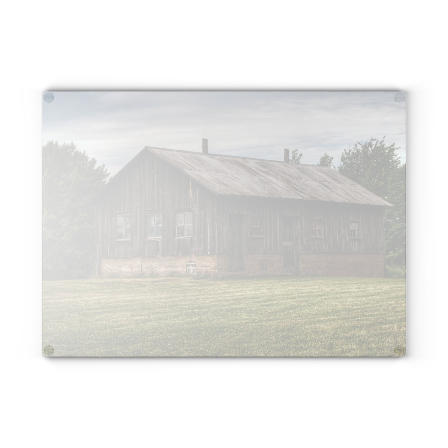 U R There Photography West Tuscola Road Grey Shack I Rustic Farmhouse Tempered-Glass Cutting Board