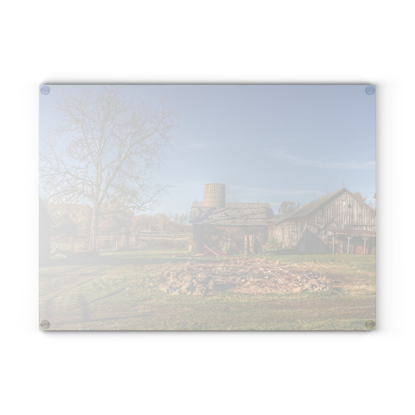 U R There Photography Bowers Road Greys I Rustic Farmhouse Tempered-Glass Cutting Board