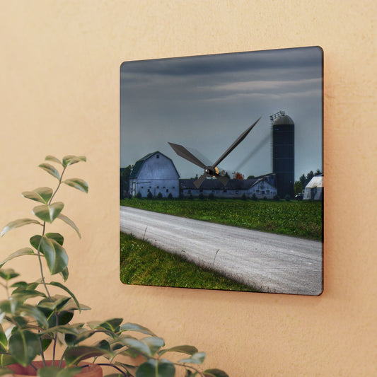 U R There Photography South Block Road Farm Rustic Farmhouse Acrylic Analog Wall Clock