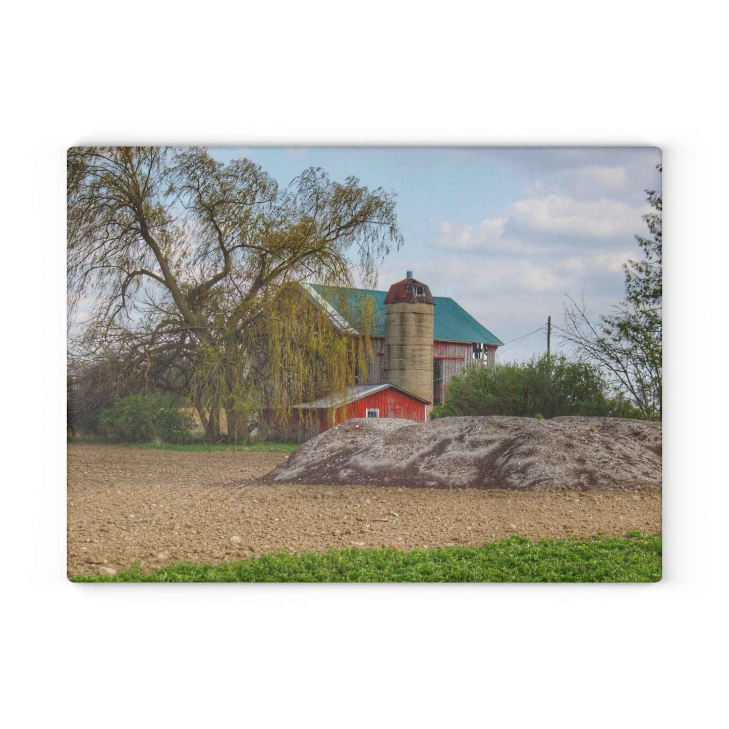 U R There Photography Cedar Creek Road Red Rustic Farmhouse Tempered-Glass Cutting Board