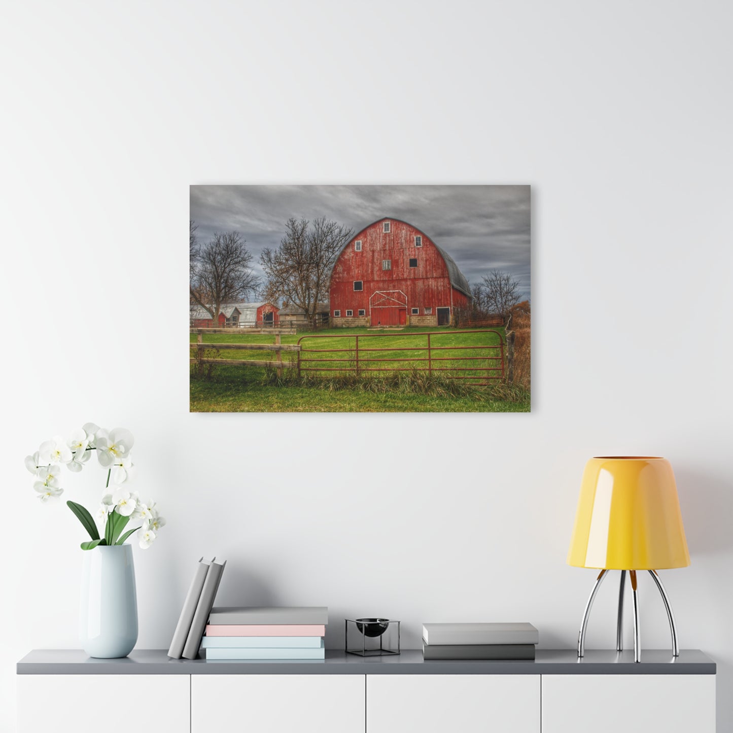 U R There Photography Beyond the Fence Red Rustic Farmhouse Acrylic Wall Print
