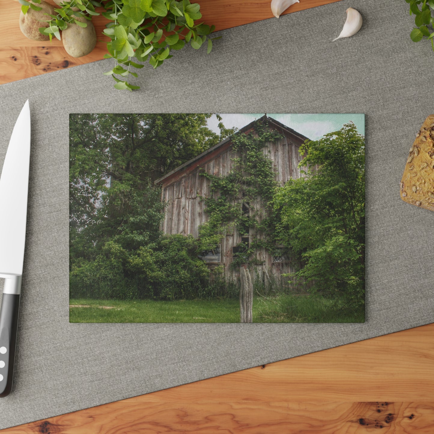 U R There Photography Imlay Hidden Rustic Farmhouse Tempered-Glass Cutting Board