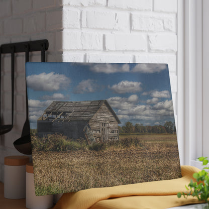 U R There Photography Freiberger Road Little Grey Shack Rustic Farmhouse Tempered-Glass Cutting Board