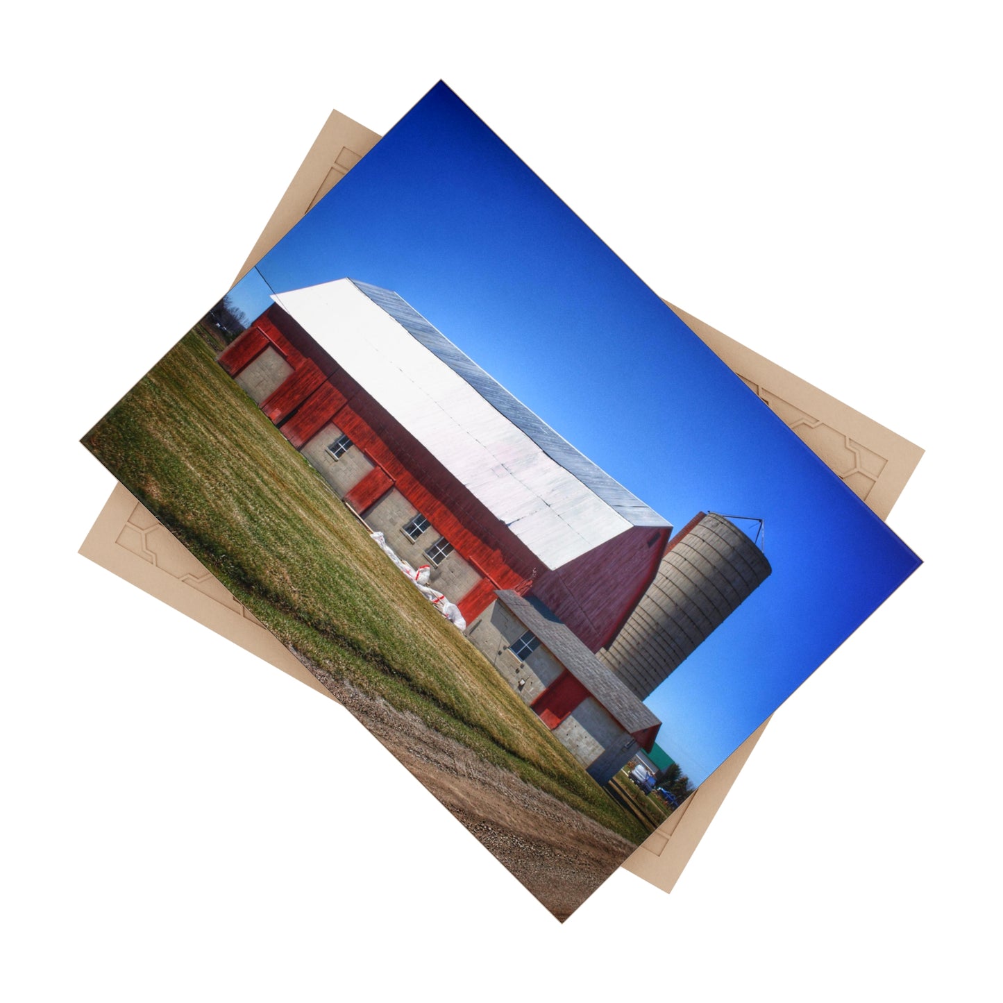 U R There Photography Burt Road Red and Silo Rustic Farmhouse Decorative Ceramic Tile