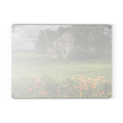 U R There Photography Millington Road Lilly Grey Rustic Farmhouse Tempered-Glass Cutting Board