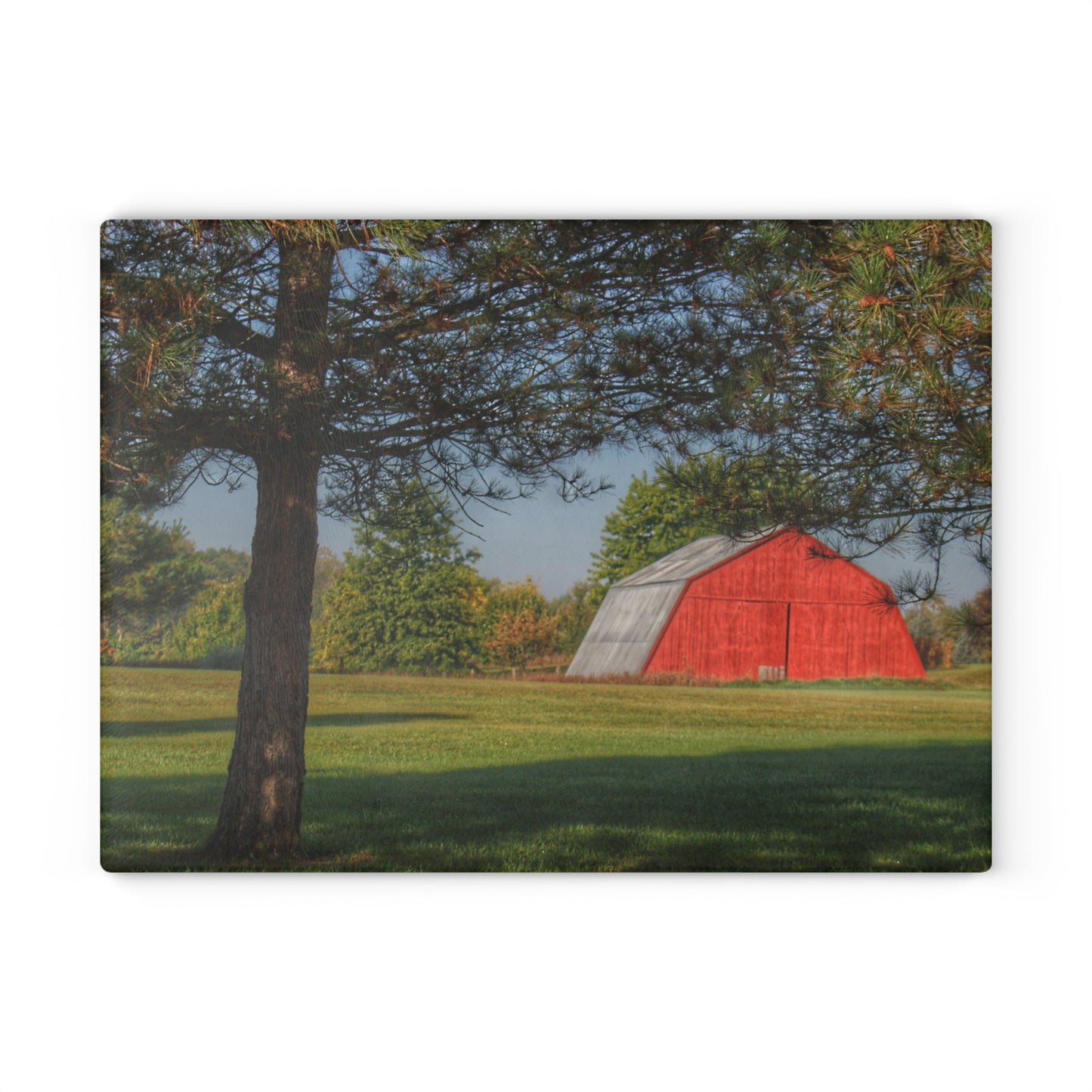 U R There Photography Peppermill Road Hidden Red Rustic Farmhouse Tempered-Glass Cutting Board