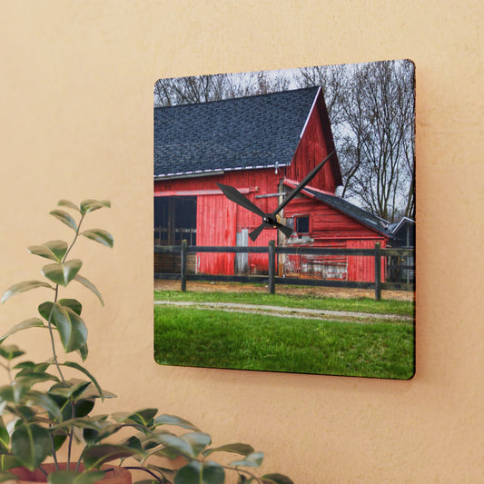 U R There Photography M-21 Roadside Stable II Rustic Farmhouse Acrylic Analog Wall Clock
