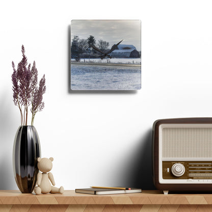 U R There Photography Burnside Road Greys Rustic Farmhouse Acrylic Analog Wall Clock