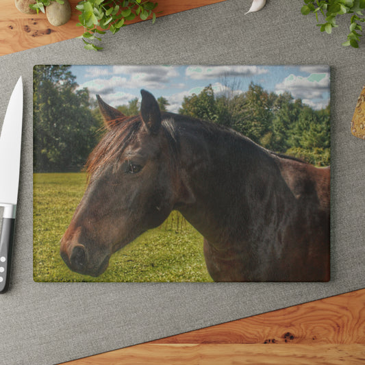 U R There Photography Brown Beauty I Rustic Farmhouse Tempered-Glass Cutting Board