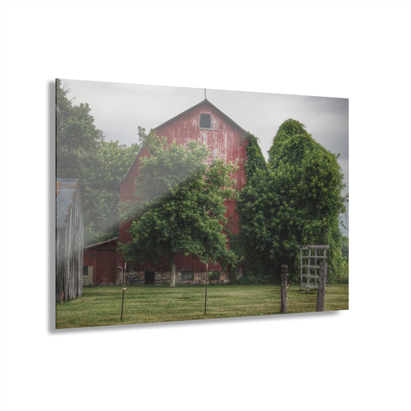 U R There Photography Otter Lake Road Hidden Red Rustic Farmhouse Acrylic Wall Print