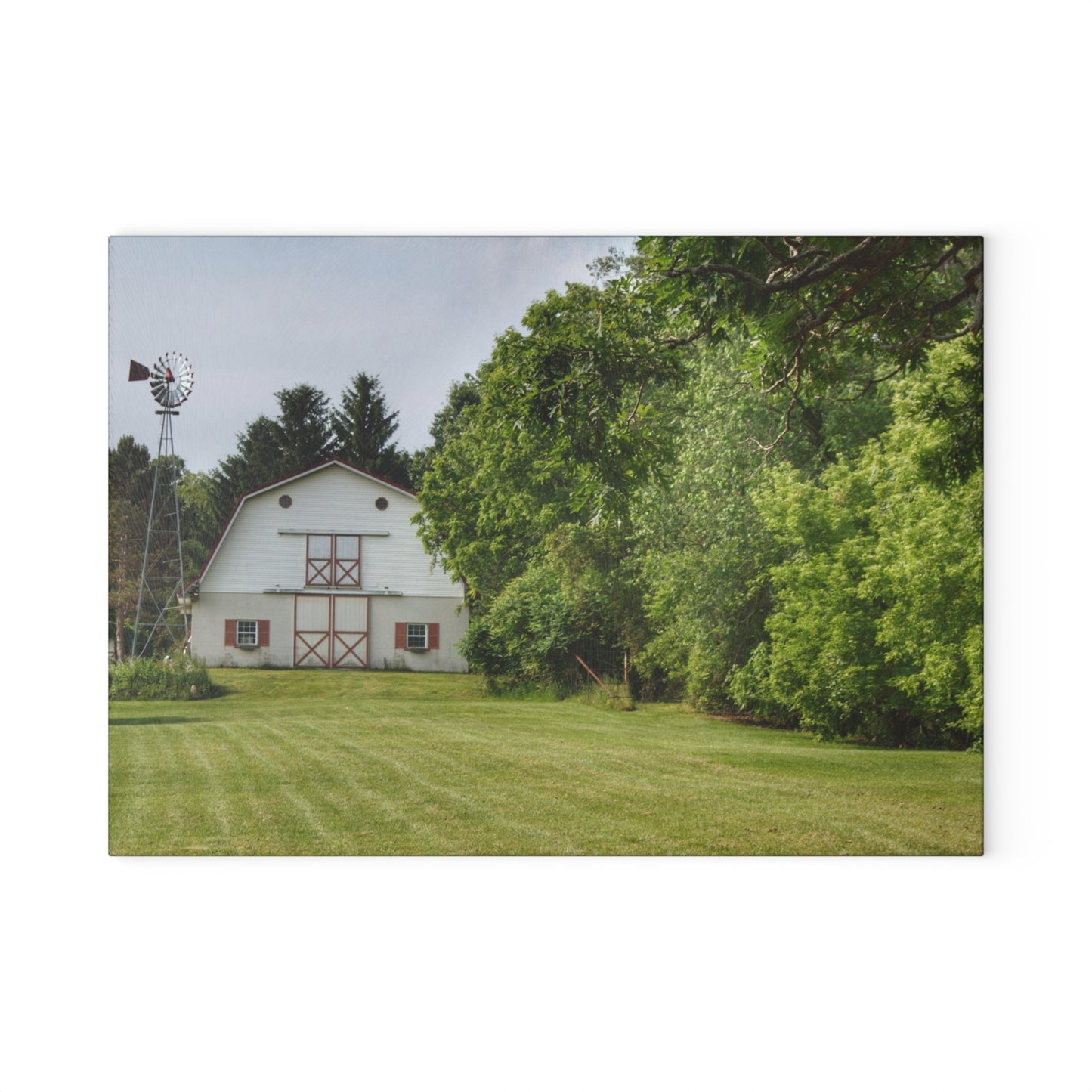 U R There Photography Hunters Creek White Rustic Farmhouse Tempered-Glass Cutting Board