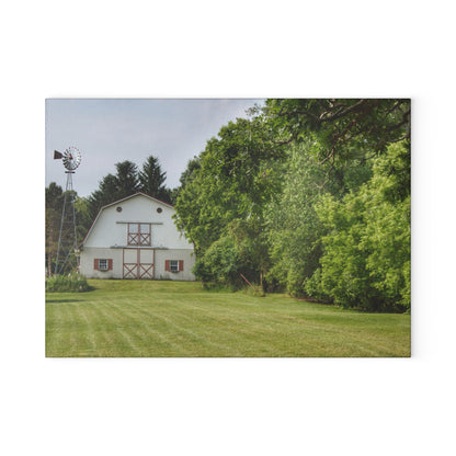 U R There Photography Hunters Creek White Rustic Farmhouse Tempered-Glass Cutting Board
