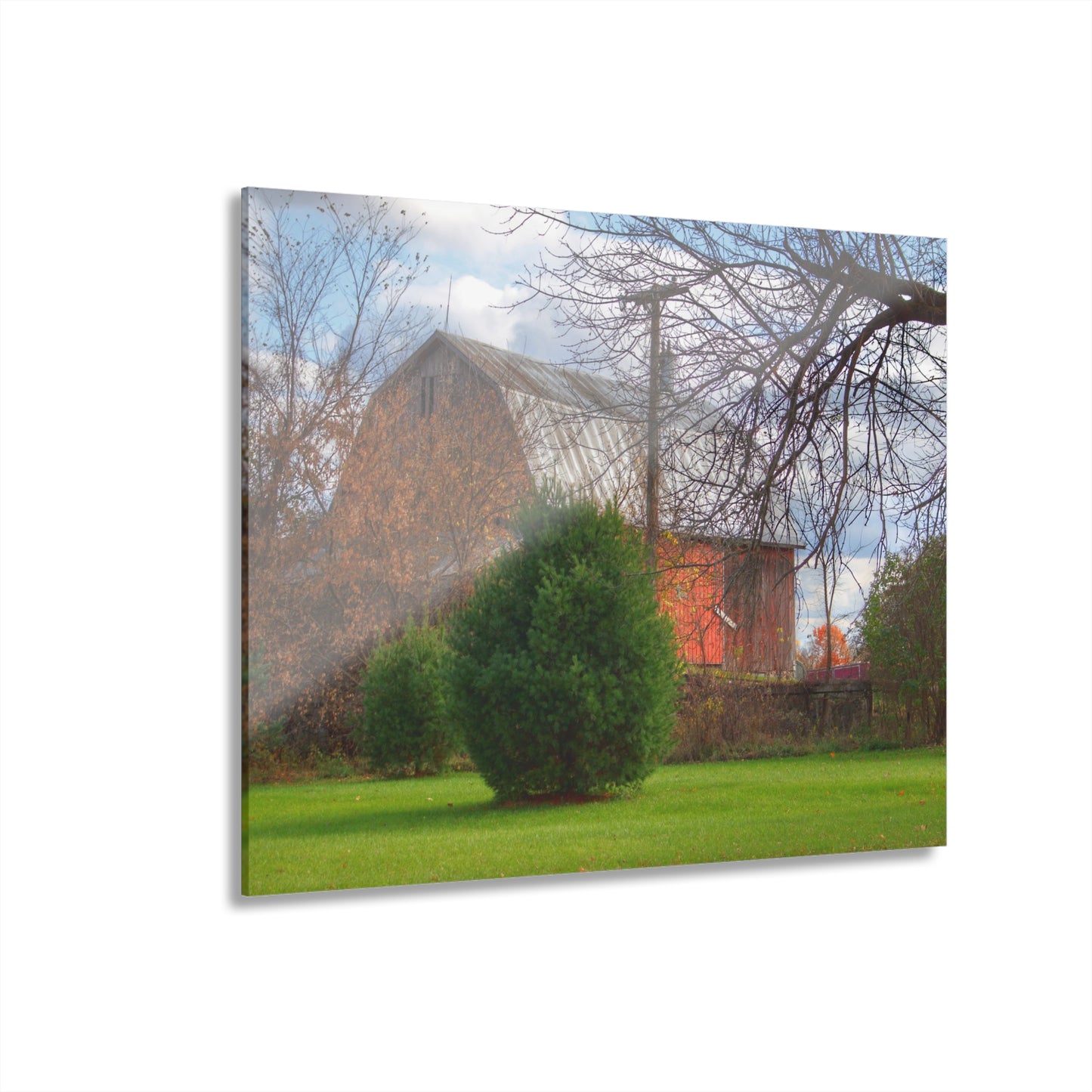 U R There Photography Millis Road Hidden Red Rustic Farmhouse Acrylic Wall Print