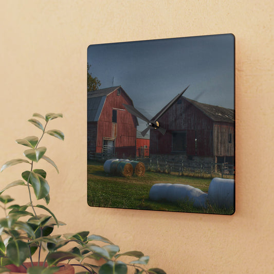 U R There Photography Irish Road Old Reds I Rustic Farmhouse Acrylic Analog Wall Clock