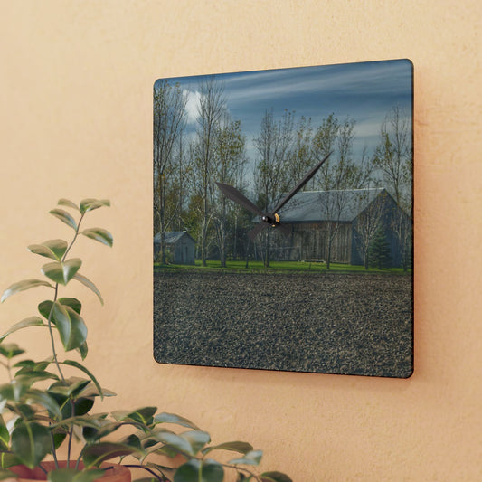 U R There Photography Dehmel Road Farm II Rustic Farmhouse Acrylic Analog Wall Clock