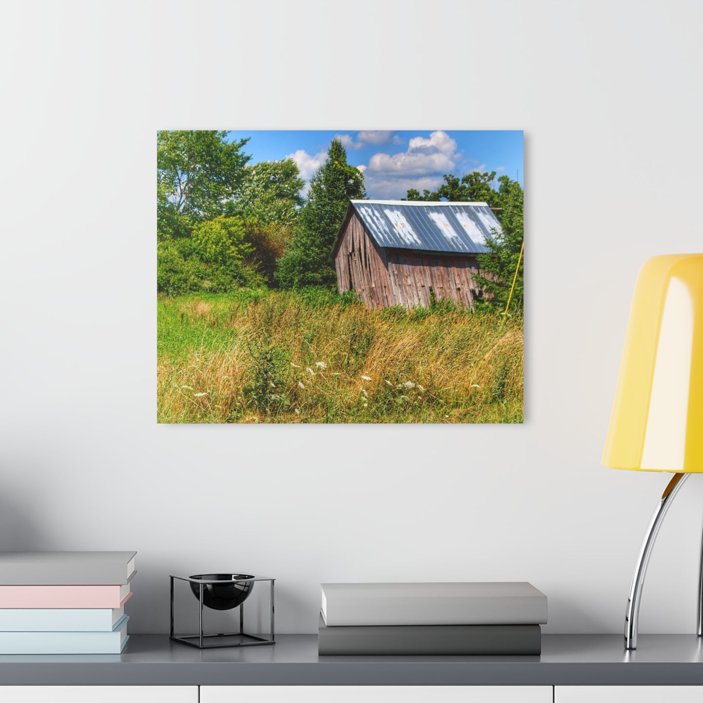 U R There Photography Lake Road Little Crooked Grey Rustic Farmhouse Acrylic Wall Print