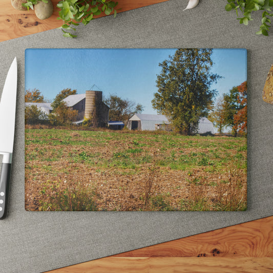 U R There Photography Freiberger Road Greys Rustic Farmhouse Tempered-Glass Cutting Board