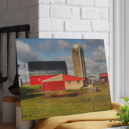 U R There Photography Kingston Checkerboard Farm Rustic Farmhouse Tempered-Glass Cutting Board