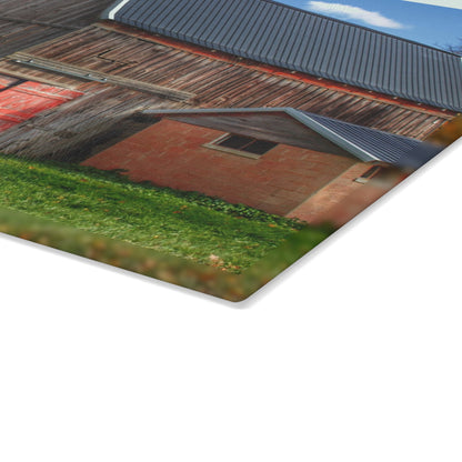 U R There Photography East Leonard Road Red Rustic Farmhouse Tempered-Glass Cutting Board