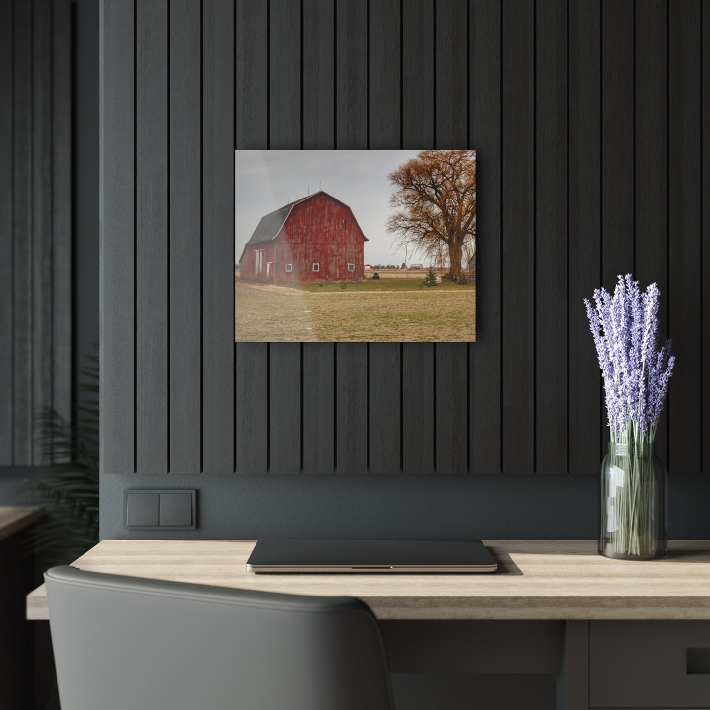 U R There Photography Loomis Road Red Rustic Farmhouse Acrylic Wall Print