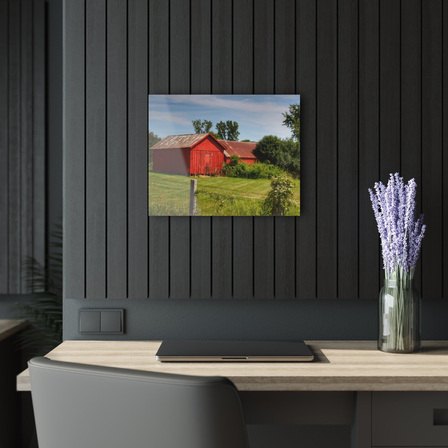 U R There Photography South Oak Road Reds II Rustic Farmhouse Acrylic Wall Print