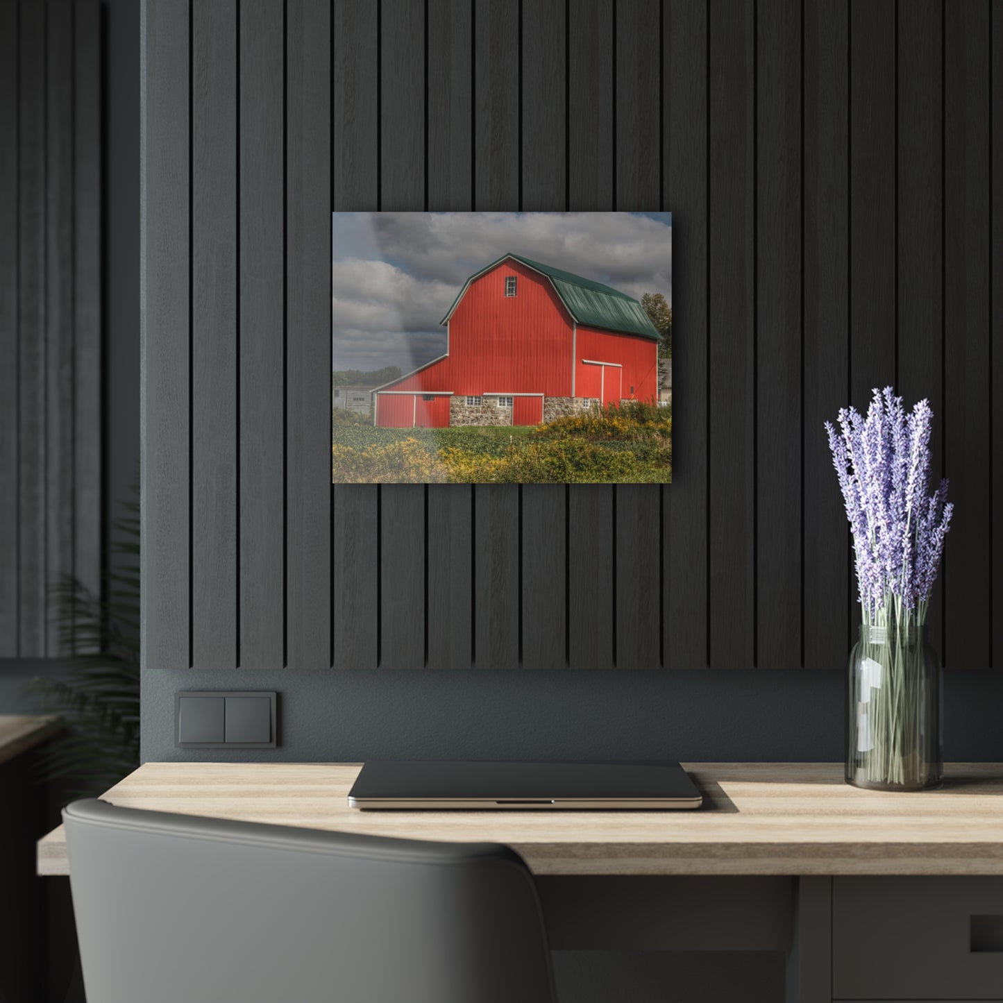 U R There Photography Valentine Road Fieldstone Red Rustic Farmhouse Acrylic Wall Print
