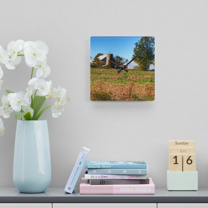 U R There Photography Freiberger Road Greys Rustic Farmhouse Acrylic Analog Wall Clock