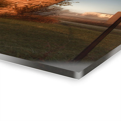 U R There Photography Klam Road Red Meets Foggy Sunrise I Rustic Farmhouse Acrylic Wall Print