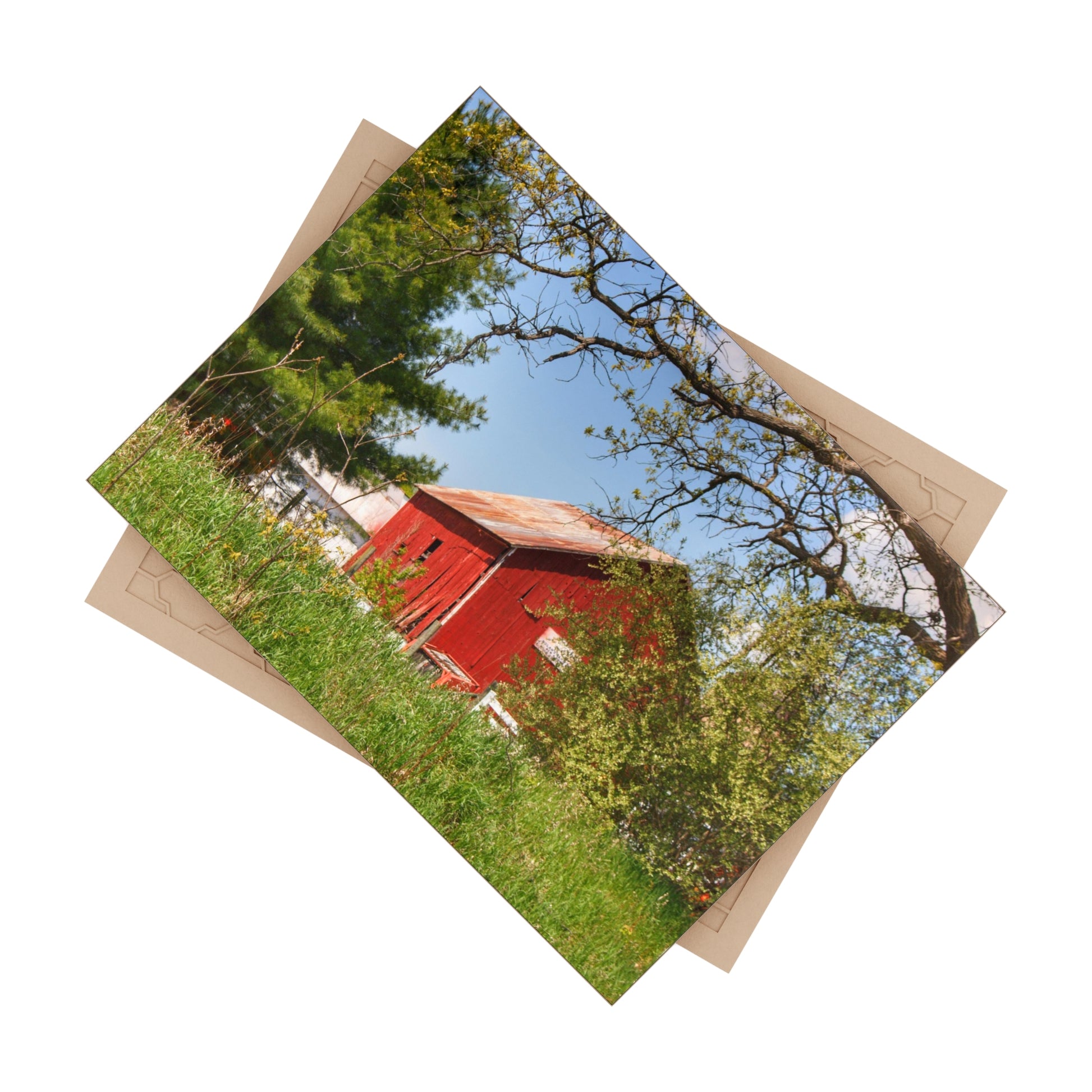 U R There Photography Bronson Lake Road Barn at the Bend Rustic Farmhouse Decorative Ceramic Tile 6" × 8" Glossy