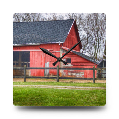 U R There Photography M-21 Roadside Stable II Rustic Farmhouse Acrylic Analog Wall Clock