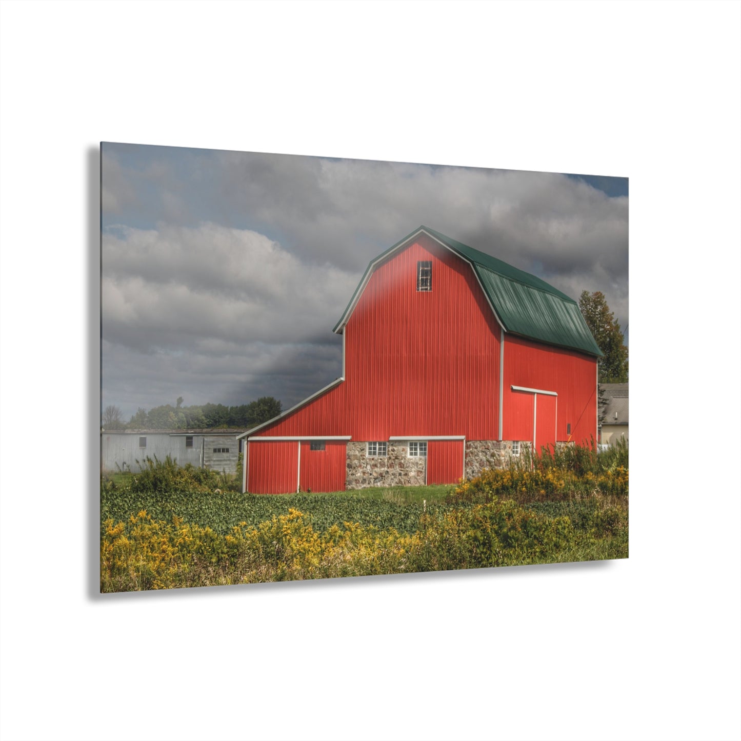 U R There Photography Valentine Road Fieldstone Red Rustic Farmhouse Acrylic Wall Print